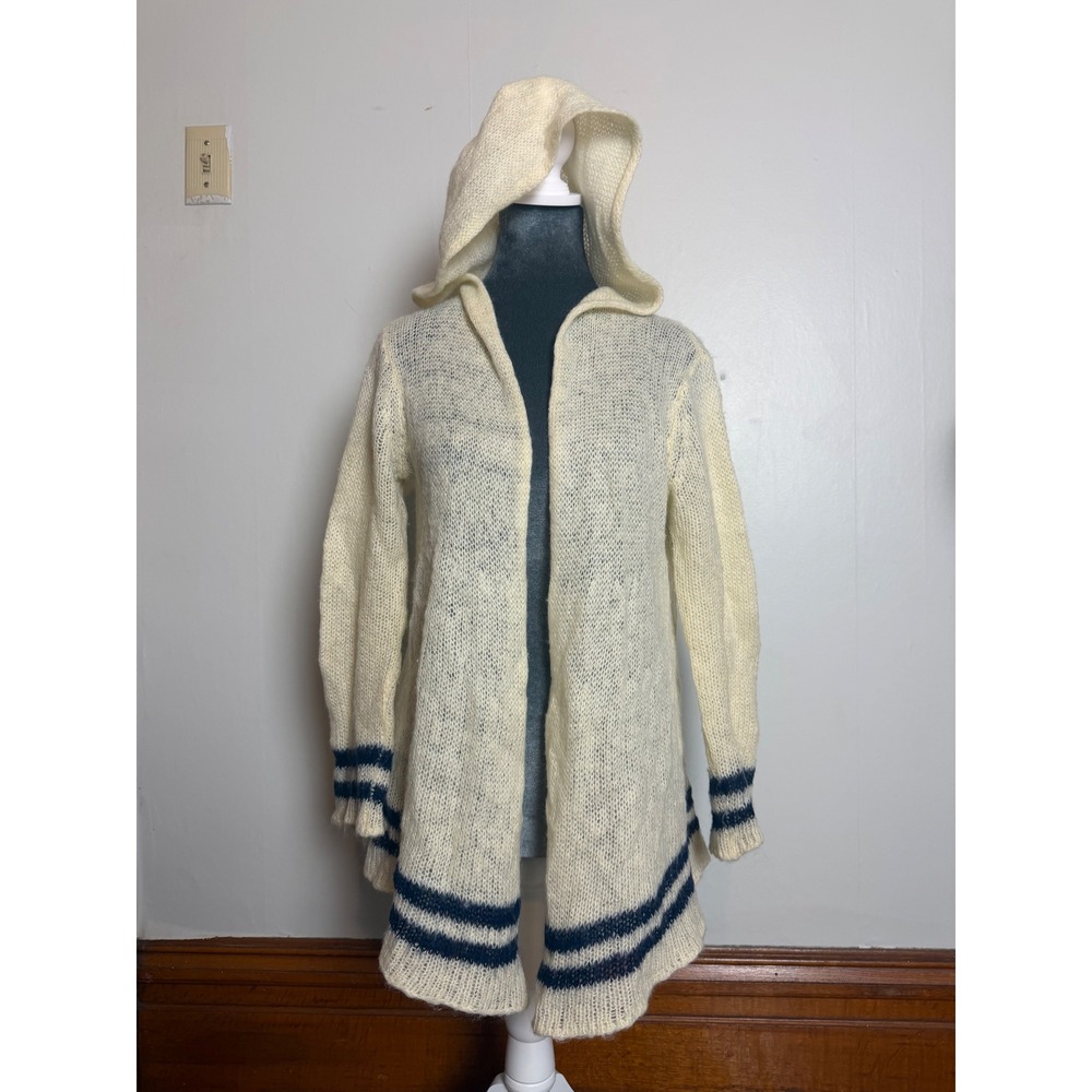 Wooden Ships Stripe Mohair Wool Cardigan sweater coastal nautical academia S M